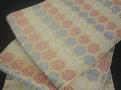 平和屋着物■六通柄袋帯 亀甲花文 金糸 逸品 uw0627