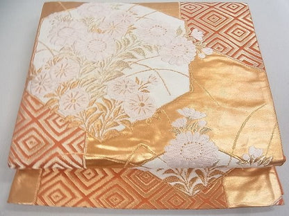 平和屋着物■六通柄袋帯 吉祥草花文 金糸 逸品 uw0663