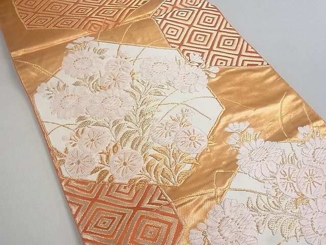 平和屋着物■六通柄袋帯 吉祥草花文 金糸 逸品 uw0663