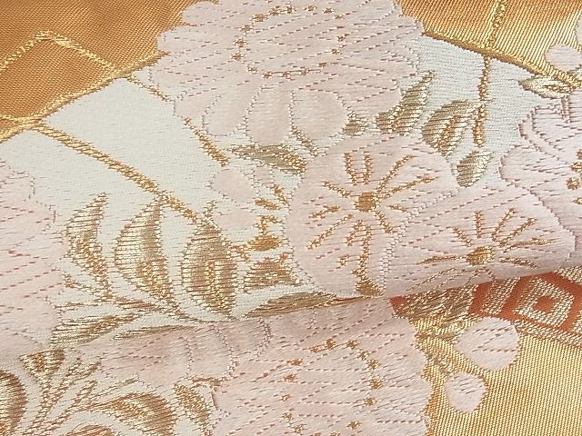 平和屋着物■六通柄袋帯 吉祥草花文 金糸 逸品 uw0663