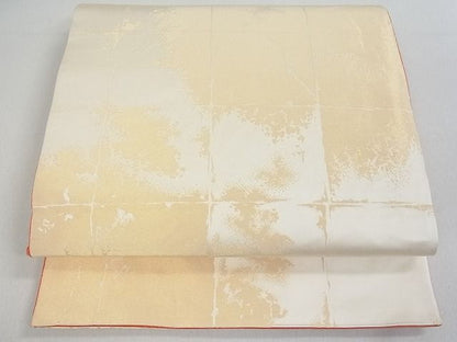 平和屋着物■両面全通柄袋帯 格子霞文 金糸 逸品 uw0667
