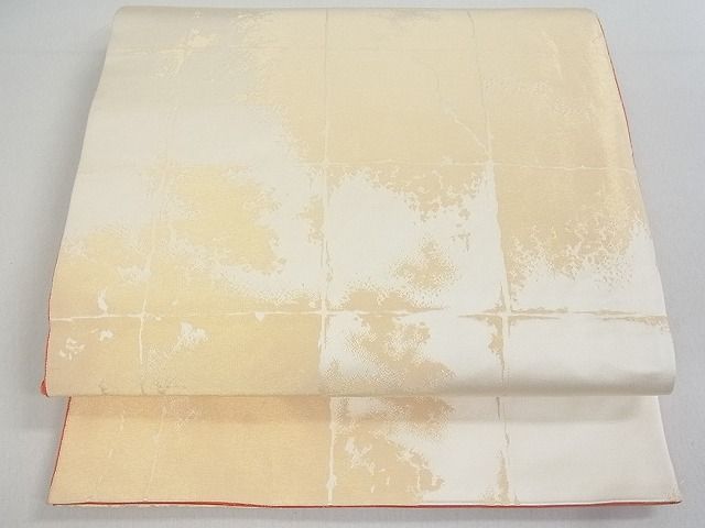 平和屋着物■両面全通柄袋帯 格子霞文 金糸 逸品 uw0667