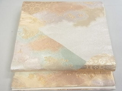 平和屋着物■六通柄袋帯　立波舞花文　金銀糸　逸品　uw0668