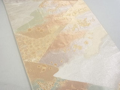 平和屋着物■六通柄袋帯　立波舞花文　金銀糸　逸品　uw0668