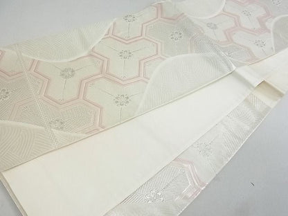 平和屋着物■西陣　六通柄袋帯　亀甲松葉花文　銀糸　証紙付き　逸品　uw0670