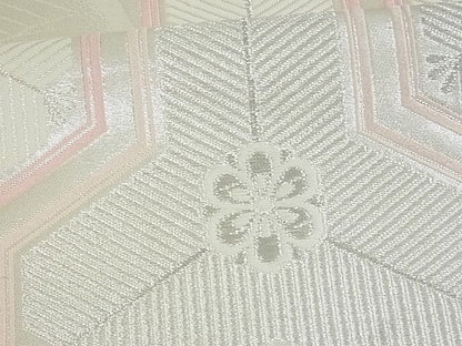 平和屋着物■西陣　六通柄袋帯　亀甲松葉花文　銀糸　証紙付き　逸品　uw0670