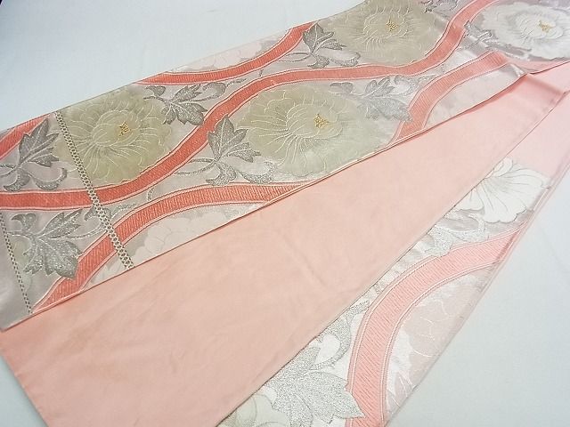 平和屋着物■六通柄袋帯 正倉院天井花文 銀糸 逸品 uw0702