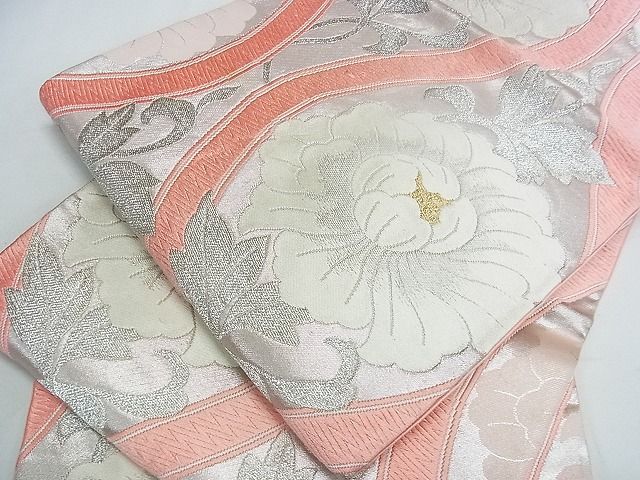 平和屋着物■六通柄袋帯 正倉院天井花文 銀糸 逸品 uw0702