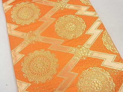 平和屋着物■六通柄袋帯 松皮菱花文 金糸 逸品 uw0853