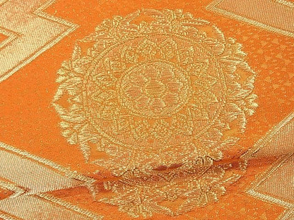 平和屋着物■六通柄袋帯 松皮菱花文 金糸 逸品 uw0853