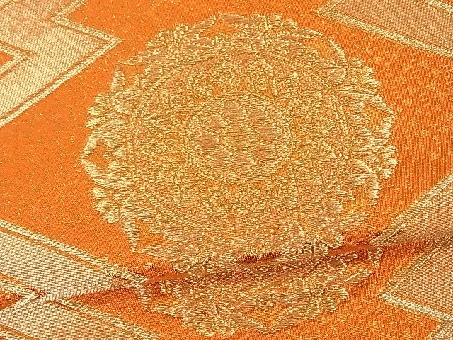 平和屋着物■六通柄袋帯 松皮菱花文 金糸 逸品 uw0853