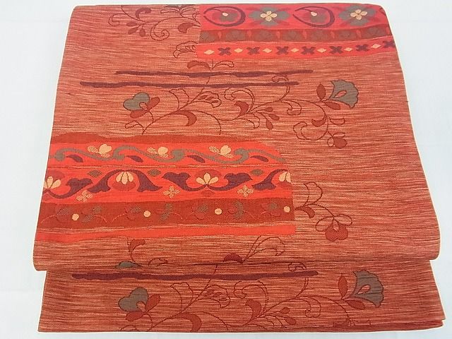 平和屋着物■六通柄袋帯 花唐草文 逸品 uw0865