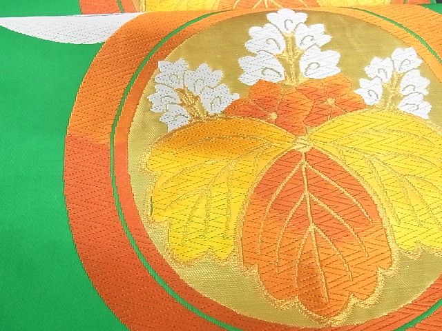 平和屋着物■六通柄袋帯　唐織　桐　金糸　正絹　逸品　A-uw1952