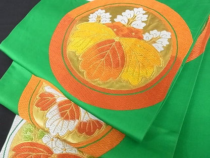 平和屋着物■六通柄袋帯　唐織　桐　金糸　正絹　逸品　A-uw1952