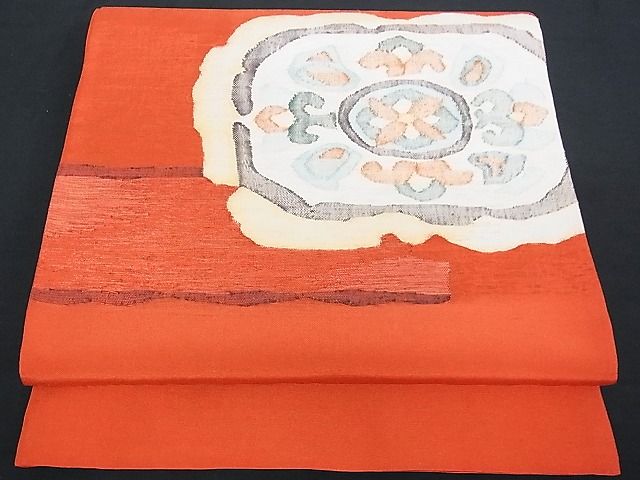 平和屋着物■太鼓柄袋帯 花唐草文 金糸 正絹 逸品 A-uw2137