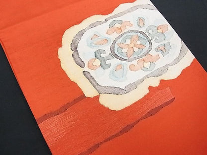 平和屋着物■太鼓柄袋帯 花唐草文 金糸 正絹 逸品 A-uw2137
