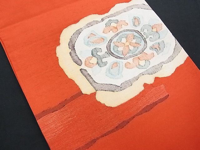 平和屋着物■太鼓柄袋帯 花唐草文 金糸 正絹 逸品 A-uw2137