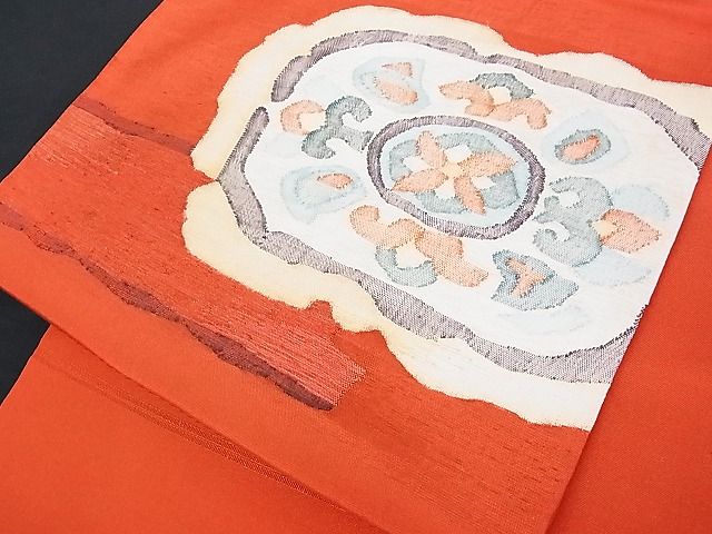 平和屋着物■太鼓柄袋帯 花唐草文 金糸 正絹 逸品 A-uw2137