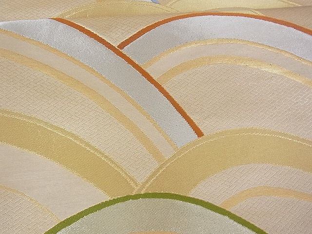 平和屋着物■六通柄袋帯 唐織 立波文 金銀糸 正絹 逸品 A-uw2523