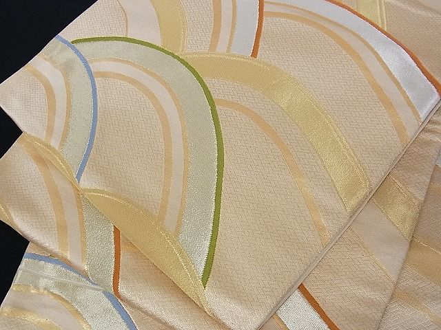 平和屋着物■六通柄袋帯 唐織 立波文 金銀糸 正絹 逸品 A-uw2523
