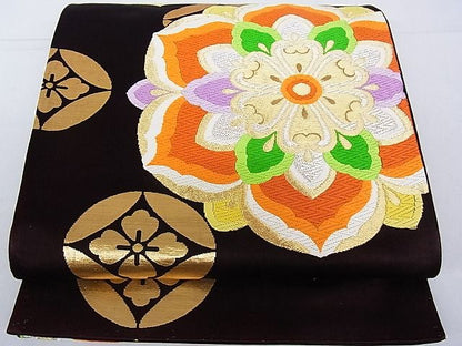 平和屋着物■六通柄袋帯 唐織 正倉院花文 金銀糸 正絹 逸品 A-uw2610