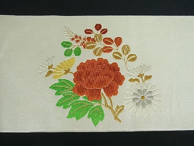 平和屋着物■九寸名古屋帯 唐織 草花文 金銀糸 逸品 vf2602