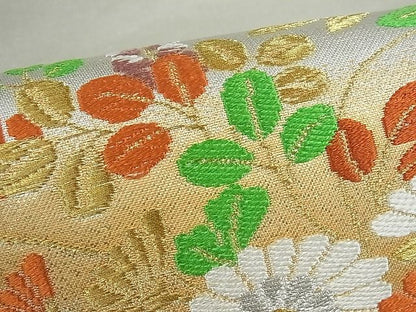 平和屋着物■九寸名古屋帯 唐織 草花文 金銀糸 逸品 vf2602