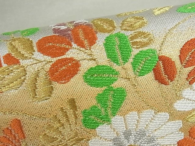 平和屋着物■九寸名古屋帯 唐織 草花文 金銀糸 逸品 vf2602