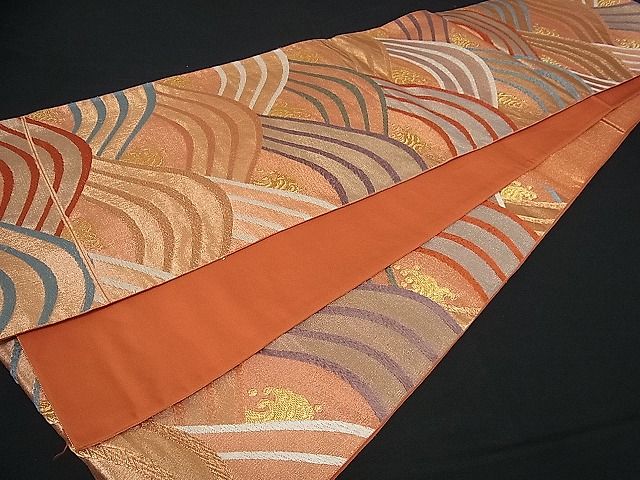平和屋着物■六通柄袋帯 立波文 金糸 逸品 vf2622