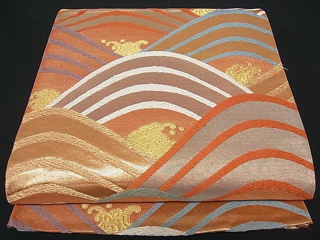 平和屋着物■六通柄袋帯 立波文 金糸 逸品 vf2622