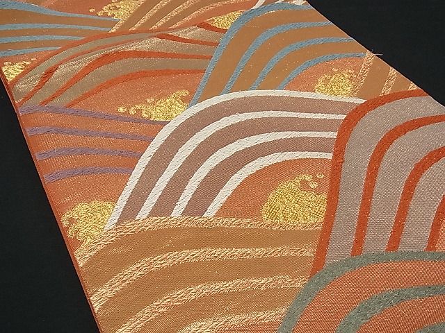 平和屋着物■六通柄袋帯 立波文 金糸 逸品 vf2622