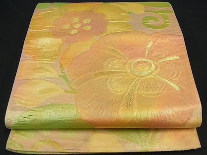 平和屋着物■六通柄袋帯 草花文 金糸 逸品 vf2846