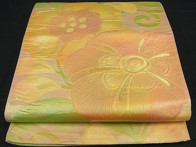 平和屋着物■六通柄袋帯 草花文 金糸 逸品 vf2846