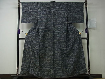 平和屋着物■上質な紬 草花文 逸品 vf2983