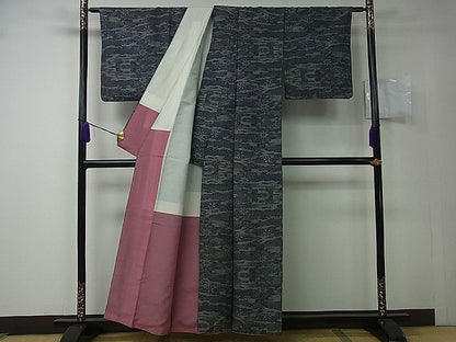 平和屋着物■上質な紬 草花文 逸品 vf2983