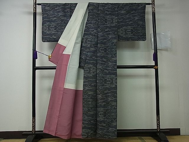 平和屋着物■上質な紬 草花文 逸品 vf2983