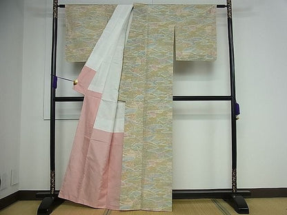 平和屋着物■上質な紬 遠山流水文 逸品 vf3050