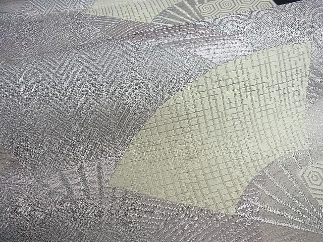 平和屋着物■六通柄袋帯　扇面吉祥文　銀糸　逸品　vf3197