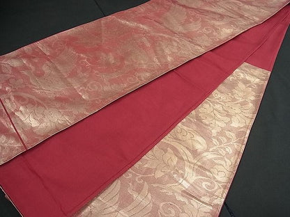 平和屋着物■六通柄袋帯　動物花唐草文　金糸　逸品　vf3940