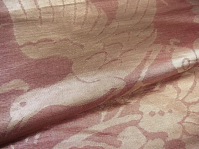 平和屋着物■六通柄袋帯　動物花唐草文　金糸　逸品　vf3940