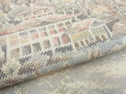 平和屋着物■上質な紬 風景樹林文 逸品 vf4208