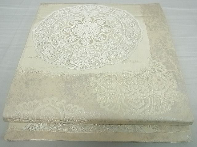 平和屋着物■六通柄袋帯 絵皿正倉院花蝶文 銀糸 逸品 vf4719