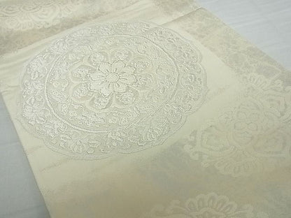 平和屋着物■六通柄袋帯 絵皿正倉院花蝶文 銀糸 逸品 vf4719