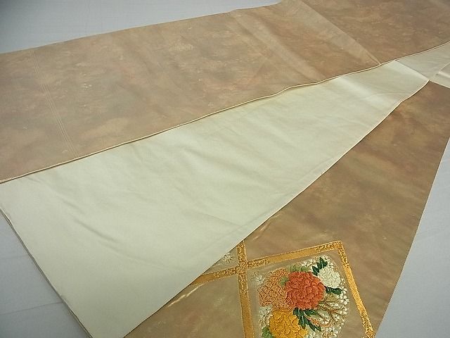 平和屋着物■六通太鼓柄袋帯 菱花籠文 金糸 逸品 vf4720