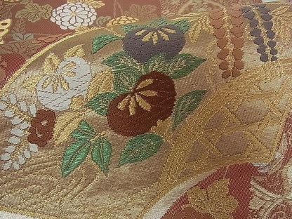 平和屋着物■六通柄袋帯 唐織 花宴錦 金銀糸 逸品 vf4724
