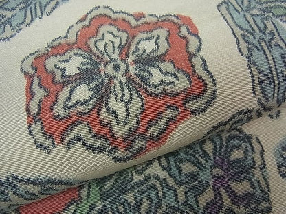 平和屋着物■全通柄袋帯 紬地 亀甲花文 逸品 vf4747