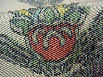 平和屋着物■全通柄袋帯 紬地 亀甲花文 逸品 vf4747