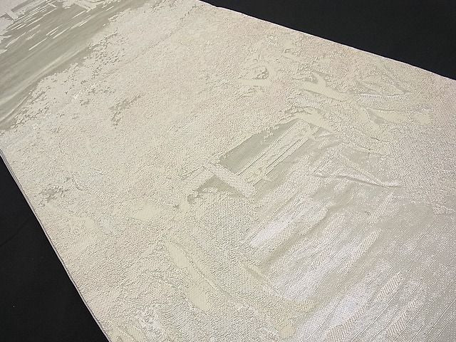 平和屋着物■六通柄袋帯 樹林風景文 銀糸 逸品 n-vz0055