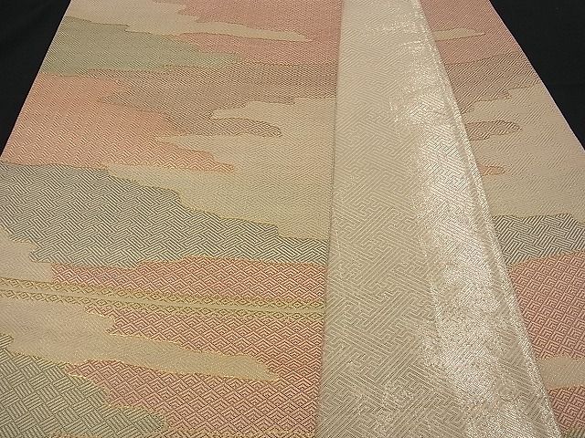 平和屋着物■佐賀錦織 六通柄袋帯 エ霞吉祥文 金糸 逸品 n-vz0111