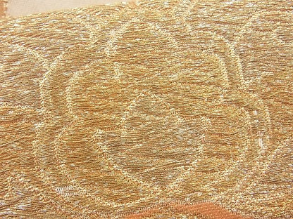平和屋着物■六通柄袋帯 花菱亀甲文 金糸 逸品 n-vz0302